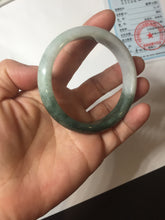Load image into Gallery viewer, 53.5mm  certified 100% natural Type A oily dark green gray black(老油青) half mountain half water (半山半水) oval jadeite jade bangle BS178-0061

