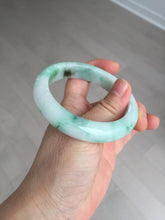 Load image into Gallery viewer, 55.8mm certified type A 100% Natural sunny green white flying flowers jadeite jade bangle AX129-5234
