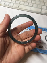 Load image into Gallery viewer, 54.8mm Certified Type A 100% Natural dark green/blue/gray Guatemala slim round cut Jadeite bangle PD182-2480
