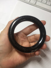 Load image into Gallery viewer, 54.9mm certified 100% Natural black(MO YU 墨玉) meteorite Stellar Night sky chubby round cut nephrite bangle HF119-8244
