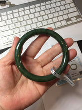 Load image into Gallery viewer, 60.2mm certified 100% Natural dark green/black round cut nephrite (碧玉)  bangle HN173-9134
