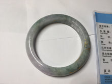 Load image into Gallery viewer, 55.5mm 100% Natural type A green purple carved plum blossom and golden-painted Jadeite Jade bangle PB226-0257
