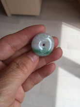 Load image into Gallery viewer, 23.5/4.9mm Type A 100% Natural green white Jadeite Jade Safety Guardian Button donuts Pendant BP115
