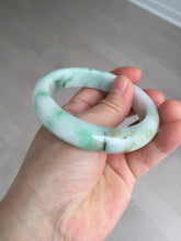 Load image into Gallery viewer, 55.8mm certified type A 100% Natural sunny green white flying flowers jadeite jade bangle AX129-5234

