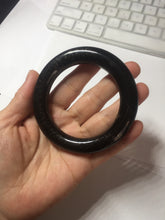 Load image into Gallery viewer, 54.9mm certified 100% Natural black(MO YU 墨玉) meteorite Stellar Night sky chubby round cut nephrite bangle HF119-8244
