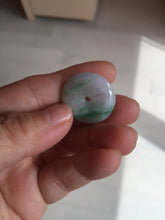 Load image into Gallery viewer, 23.5/4.9mm Type A 100% Natural green white Jadeite Jade Safety Guardian Button donuts Pendant BP115

