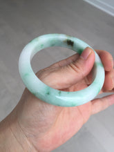 Load image into Gallery viewer, 55.8mm certified type A 100% Natural sunny green white flying flowers jadeite jade bangle AX129-5234

