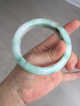 Load image into Gallery viewer, 55.8mm certified type A 100% Natural sunny green white flying flowers jadeite jade bangle AX129-5234
