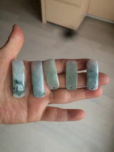 Load image into Gallery viewer, 100% natural type A icy watery light green white jadeite jade rectangle bead/craft supplies BG9
