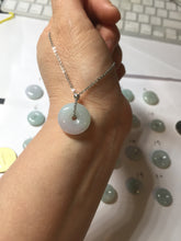 Load image into Gallery viewer, 15-19mm Type A 100% Natural light green purple white Jadeite Safety Guardian Button donuts pendant PH48 Add on item.
