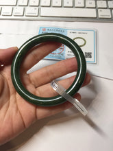 Load image into Gallery viewer, 60.2mm certified 100% Natural dark green/black round cut nephrite (碧玉)  bangle HN173-9134
