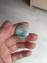 Load image into Gallery viewer, 23.5/4.9mm Type A 100% Natural green white Jadeite Jade Safety Guardian Button donuts Pendant BP115
