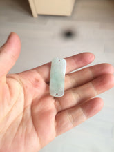 Load image into Gallery viewer, 100% natural type A icy watery light green white jadeite jade rectangle bead/craft supplies BG9
