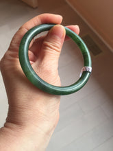 Load image into Gallery viewer, 57.2mm 100% Natural dark green(碧玉)  round cut nephrite Jade bangle HF88
