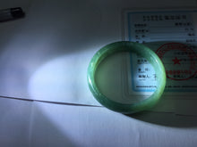Load image into Gallery viewer, 51.3mm Certified Type A 100% Natural Light Green/Blue/Gray With Flying Snow Guatemala Jadeite Bangle PH264-1248
