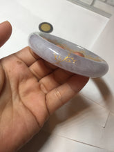 Load image into Gallery viewer, 58.5mm Certified 100% Natural type A icy watery green/light purple carved and golden-painted Jadeite Jade bangle PC72-(0855)

