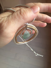 Load image into Gallery viewer, 100% natural Type A light green blue Jadeite water dorp pendant with Layered Gold &amp; Silver Rings Necklace PE29

