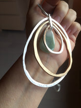 Load image into Gallery viewer, 100% natural Type A light green blue Jadeite water dorp pendant with Layered Gold &amp; Silver Rings Necklace PE29
