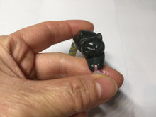 Load image into Gallery viewer, 100% Natural 3 d dark green black lounging cat woven thread nephrite bracelet HT131
