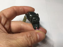 Load image into Gallery viewer, 100% Natural 3 d dark green black lounging cat woven thread nephrite bracelet HT131
