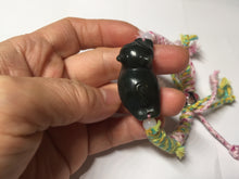 Load image into Gallery viewer, 100% Natural 3 d dark green black lounging cat woven thread nephrite bracelet HT131
