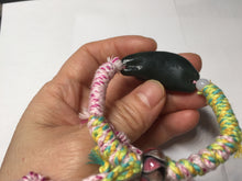 Load image into Gallery viewer, 100% Natural 3 d dark green black lounging cat woven thread nephrite bracelet HT131
