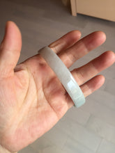 Load image into Gallery viewer, 76.7mm certified Type A 100% Natural light green white plus size flat style Jadeite Jade bangle BG213-5430
