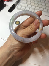 Load image into Gallery viewer, 58.5mm Certified 100% Natural type A icy watery green/light purple carved and golden-painted Jadeite Jade bangle PC72-(0855)
