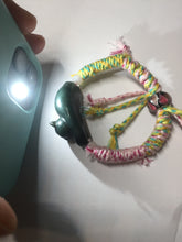 Load image into Gallery viewer, 100% Natural 3 d dark green black lounging cat woven thread nephrite bracelet HT131

