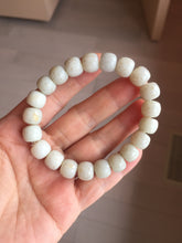 Load image into Gallery viewer, 10x8mm 100% Natural beige white brown vintage style  flying dandelions Osmanthus fragrans cake(桂花糕) nephrite Jade bead bracelet HT133
