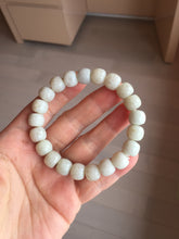 Load image into Gallery viewer, 10x8mm 100% Natural beige white brown vintage style  flying dandelions Osmanthus fragrans cake(桂花糕) nephrite Jade bead bracelet HT133
