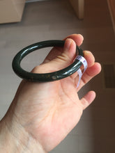Load image into Gallery viewer, 56.3mm 100% Natural dark green/black meteorite Stellar Night sky slim round cut nephrite bangle HN59-0758
