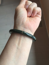 Load image into Gallery viewer, 56.3mm 100% Natural dark green/black meteorite Stellar Night sky slim round cut nephrite bangle HN59-0758
