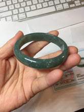 Load image into Gallery viewer, 55.8mm Certified Type A 100% Natural Light Green/Blue/Gray With Flying Snow Guatemala Jadeite Bangle PH265-1247
