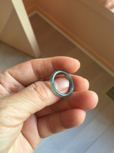 Load image into Gallery viewer, 16.7mm Size 6 1/4 100% natural type A icy watery dark green blue black gray Guatemala jadeite band ring group PE129
