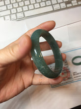 Load image into Gallery viewer, 55.8mm Certified Type A 100% Natural Light Green/Blue/Gray With Flying Snow Guatemala Jadeite Bangle PH265-1247
