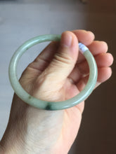 Load image into Gallery viewer, 56mm Certified Type A 100% Natural sunny green/black/gray with dark green floating flowers slim round cut Jadeite bangle PD78-5771
