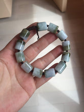 Load image into Gallery viewer, 54–66mm 100% Natural Type A Dark Green, White, Lavender &amp; Gray Jadeite Cylinder Bead Bracelet PC243
