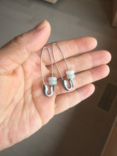 Load image into Gallery viewer, Minimalist Pin Style Earrings with 6mm Natural Jadeite Ring Beads | Modern Elegant Jade Earrings PH51
