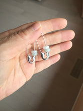 Load image into Gallery viewer, Minimalist Pin Style Earrings with 6mm Natural Jadeite Ring Beads | Modern Elegant Jade Earrings PH51
