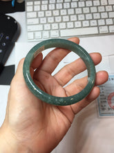 Load image into Gallery viewer, 61.4mm Certified Type A 100% Natural Light Green/Blue/Gray With Flying Snow Guatemala Jadeite Bangle PH266-1243
