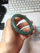 Load image into Gallery viewer, 61.4mm Certified Type A 100% Natural Light Green/Blue/Gray With Flying Snow Guatemala Jadeite Bangle PH266-1243
