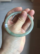 Load image into Gallery viewer, 56mm Certified Type A 100% Natural sunny green/black/gray with dark green floating flowers slim round cut Jadeite bangle PD78-5771

