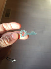 Load image into Gallery viewer, 100% natural type A icy watery light green blue gray Guatemala jadeite Key to the Heart pendant PE27
