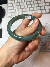 Load image into Gallery viewer, 61.4mm Certified Type A 100% Natural Light Green/Blue/Gray With Flying Snow Guatemala Jadeite Bangle PH266-1243
