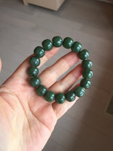 Load image into Gallery viewer, 100% Natural 10.8/12mm dark green/gray/black vintage style Jade (碧玉)bead bracelet group HT132
