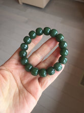 Load image into Gallery viewer, 100% Natural 10.8/12mm dark green/gray/black vintage style Jade (碧玉)bead bracelet group HT132
