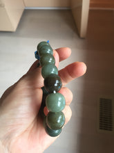 Load image into Gallery viewer, 14x13.2mm 100% Natural olive green/brown/black sugar vintage style nephrite Jade bead bracelet HE87
