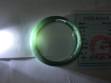 Load image into Gallery viewer, 61.4mm Certified Type A 100% Natural Light Green/Blue/Gray With Flying Snow Guatemala Jadeite Bangle PH266-1243
