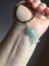 Load image into Gallery viewer, 100% natural type A icy watery light green blue gray Guatemala jadeite little alien hero pendant PE26
